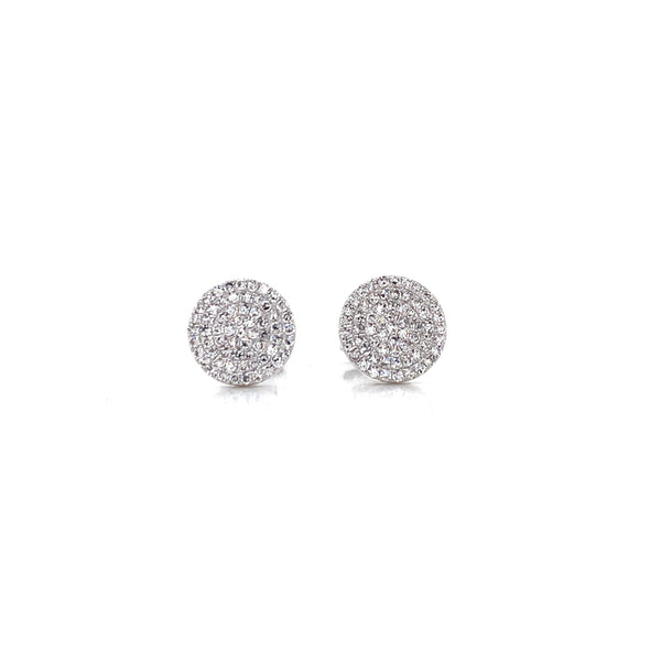 14K White Gold Diamond Large Flat Disc Stud Earrings-Earrings-majolie-White Gold-