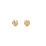 14K Yellow Gold Small Puffed Miligrain Diamond Disc Earrings