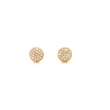 14K White Gold Small Puffed Miligrain Diamond Disc Earrings-Earrings-majolie-YELLOW GOLD-