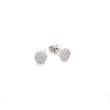 14K White Gold Small Puffed Miligrain Diamond Disc Earrings-Earrings-majolie-