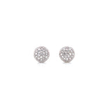 14K White Gold Small Puffed Miligrain Diamond Disc Earrings-Earrings-majolie-WHITE GOLD-