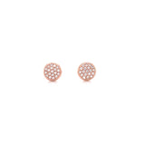 14K Yellow Gold Small Puffed Miligrain Diamond Disc Earrings-Earrings-majolie-ROSE GOLD-