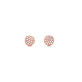 14K Rose Gold Small Puffed Miligrain Diamond Disc Earrings