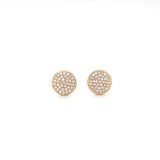 14K Yellow Gold Diamond Large Domed Disc Stud Earrings-EARRINGS-majolie-YELLOW GOLD-