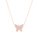 14K Rose Gold Diamond Large Butterfly Necklace-Necklaces-Maurice's Jewelers-