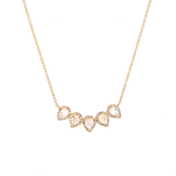 14K Yellow Gold Diamond + Pear Moonstone Necklace-Necklaces-majolie-