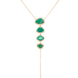 14K Yellow Gold Diamond + Emerald Lariat Necklace-Necklaces-majolie-
