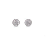 14K White Gold Diamond Large Domed Disc Stud Earrings-EARRINGS-majolie-WHITE GOLD-