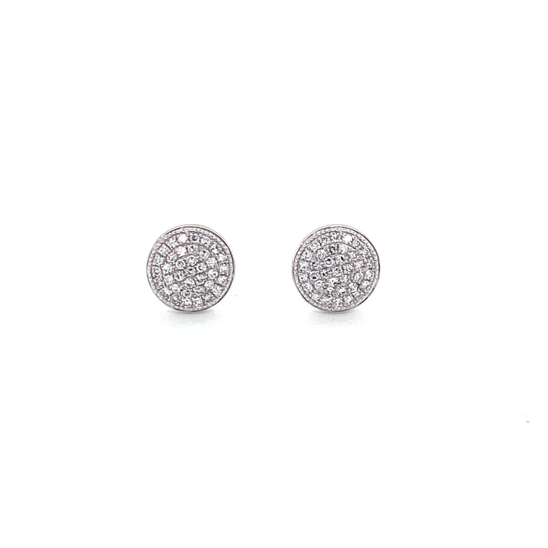 14K Yellow Gold Diamond Large Domed Disc Stud Earrings-EARRINGS-majolie-WHITE GOLD-