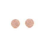 14K Rose Gold Diamond Large Domed Disc Stud Earrings-Earrings-Maurice's Jewelers-ROSE GOLD-
