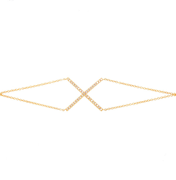 14K Yellow Gold "X" Style Diamond Bracelet-Bracelets-majolie-