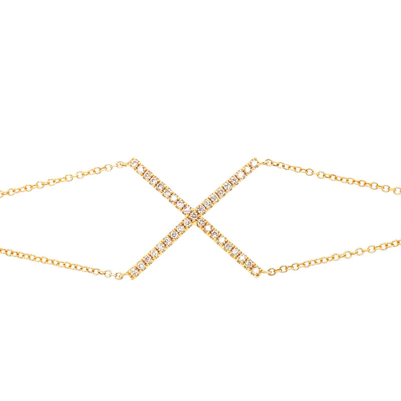 14K Yellow Gold "X" Style Diamond Bracelet-Bracelets-majolie-