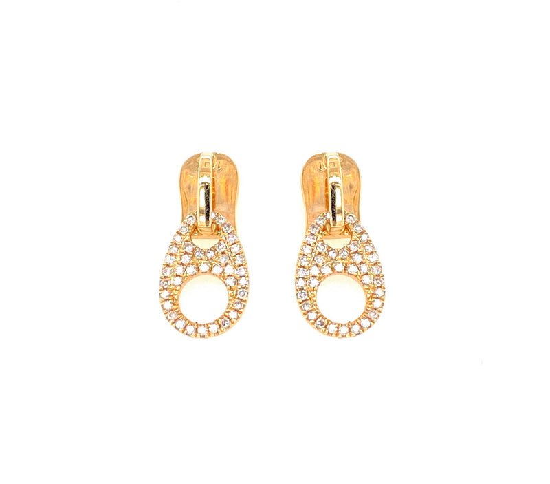 14K Yellow Gold Diamond Zipper Earrings