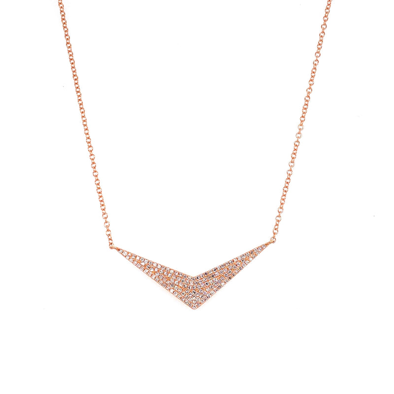 14K Rose Gold Diamond Pave Chevron Pendant