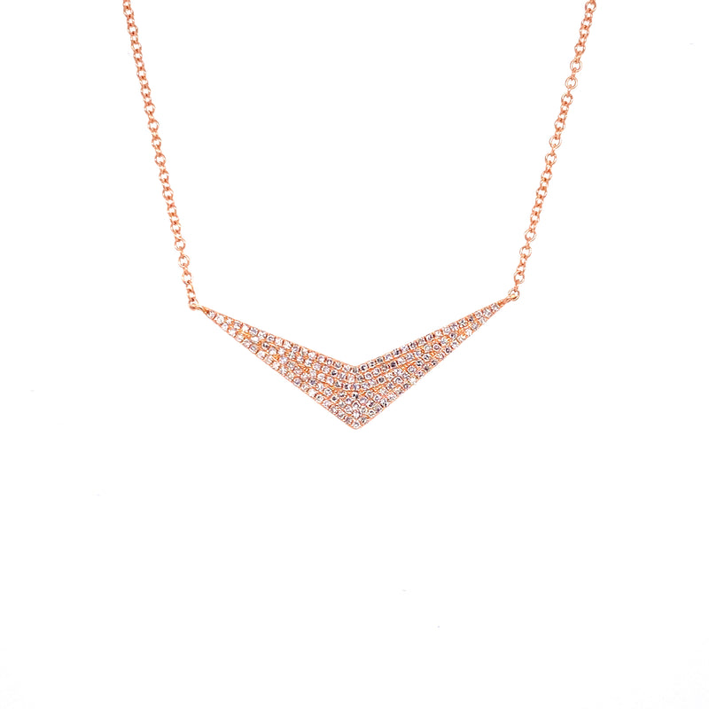 14K Rose Gold Diamond Pave Chevron Pendant