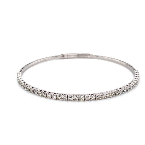 14K White Gold Diamond Flexible Bangle-Bangles-IJM-