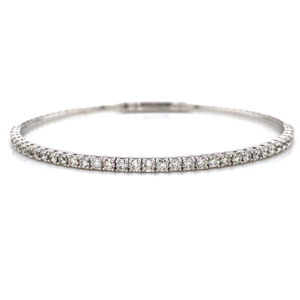14K White Gold Diamond Flexible Bangle-Bangles-IJM-