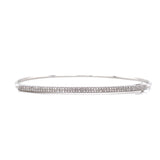 14K White Gold Diamond Double Row Pave Bar Bangle-Bangles-majolie-