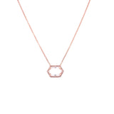 14K Rose Gold Diamond + White Topaz Hexagon Necklace-Necklaces-Maurice's Jewelers-ROSE GOLD-