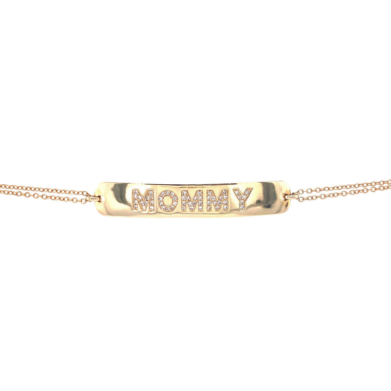 14K Yellow Gold Diamond "Mommy" Bracelet-Bracelets-majolie-