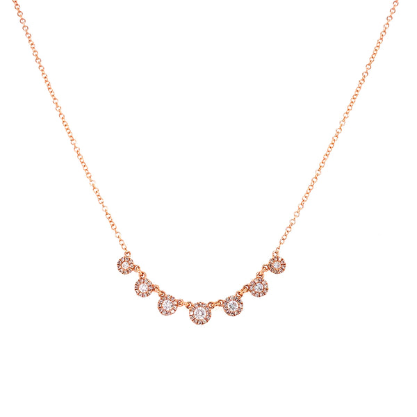 14K Rose Gold 7 Diamond Cluster Necklace-Necklaces-Maurice's Jewelers-