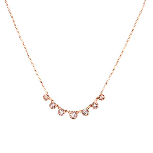 14K Rose Gold 7 Diamond Cluster Necklace