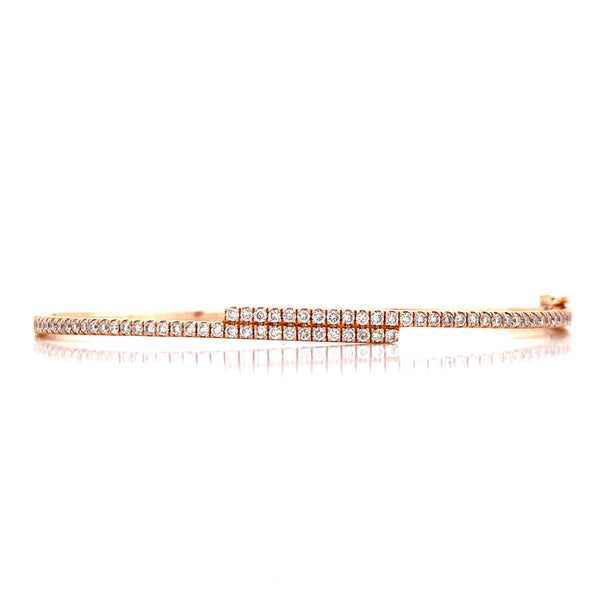 14K Rose Gold Diamond Bypass Bangle