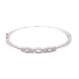 14K White Gold Round + Baguette Diamond Multi Shape Bangle-Bangles-majolie-