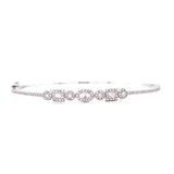 14K White Gold Round + Baguette Diamond Multi Shape Bangle-Bangles-majolie-