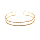 14K Yellow Gold Diamond Double Row Open Bangle-Bangles-majolie-