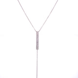 14K White Gold Pave Diamond Bar Lariat Necklace-Necklaces-majolie-