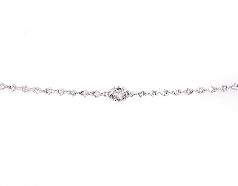 14K White Gold Marquise & Round Diamond Bracelet-Bracelets-majolie-