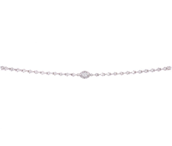 14K White Gold Marquise & Round Diamond Bracelet-Bracelets-majolie-