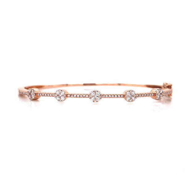 14K Rose Gold Diamond Cluster Station Bangle-Bangles-Maurice's Jewelers-