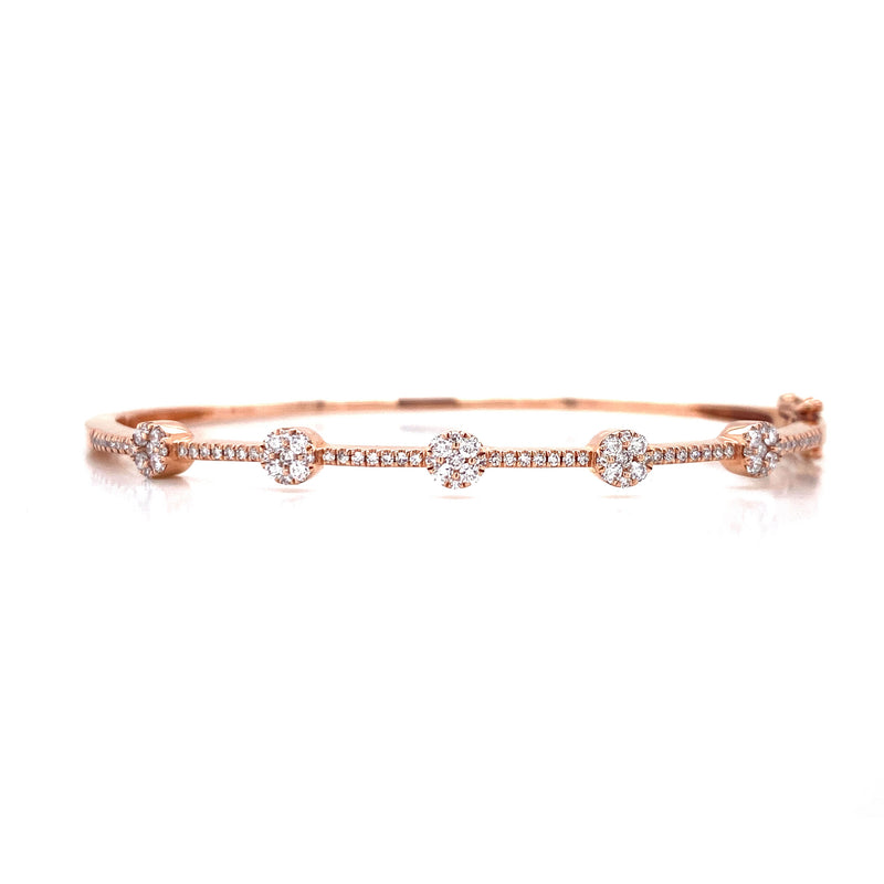 14K Rose Gold Diamond Cluster Station Bangle-Bangles-Maurice's Jewelers-