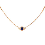 14K Yellow Gold Diamond + Sapphire Evil Eye Necklace-Necklaces-majolie-