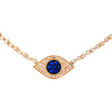 14K Yellow Gold Diamond + Sapphire Evil Eye Necklace