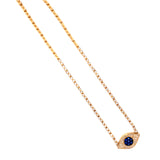 14K Yellow Gold Diamond + Sapphire Evil Eye Necklace