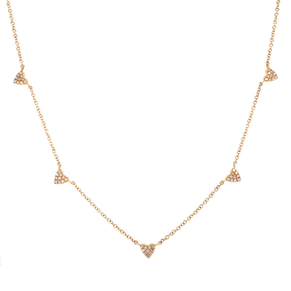 14K Yellow Gold Multi-Mini Diamond Heart Necklace-Necklaces-majolie-Yellow Gold-