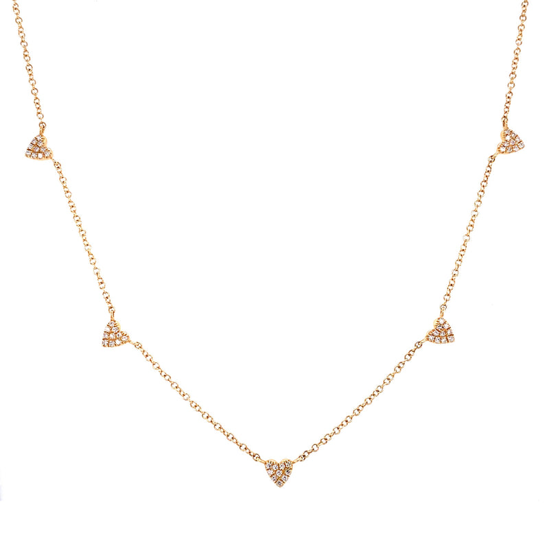 14K Yellow Gold Multi-Mini Diamond Heart Necklace-Necklaces-majolie-Yellow Gold-
