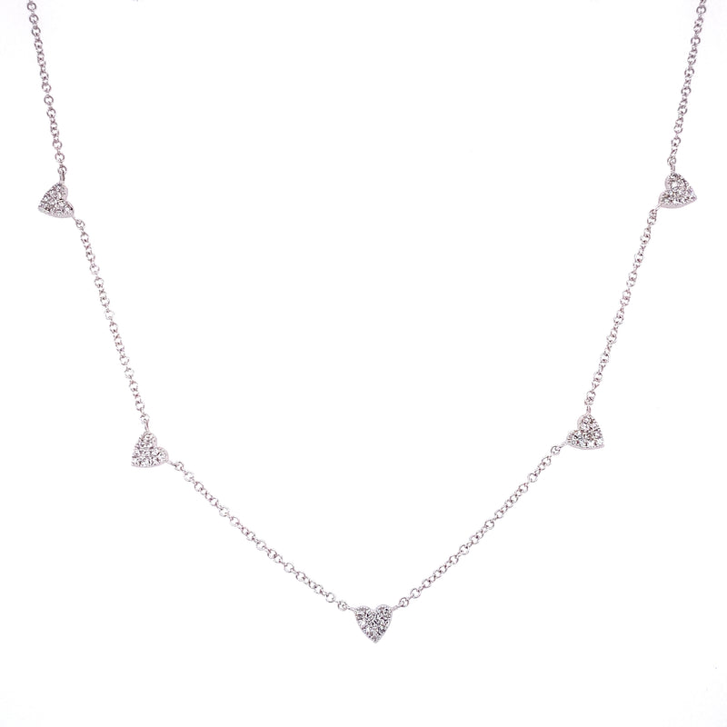 14K Rose Gold Multi-Mini Diamond Heart Necklace