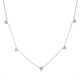 14K White Gold Multi-Mini Diamond Heart Necklace