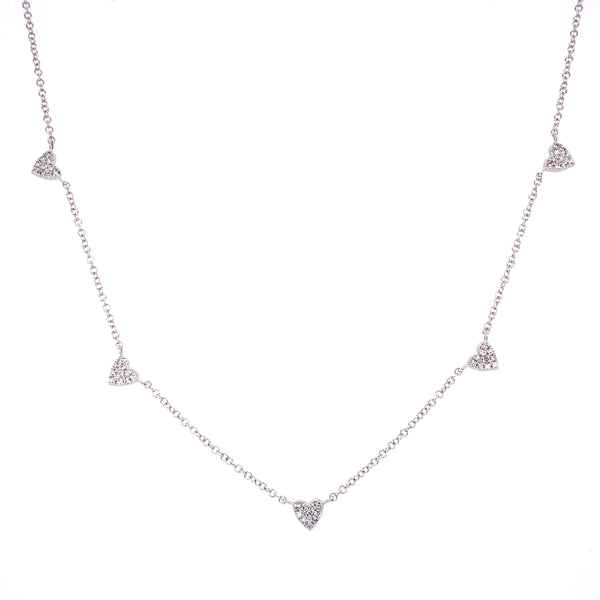 14K White Gold Multi-Mini Diamond Heart Necklace-Necklaces-majolie-White Gold-