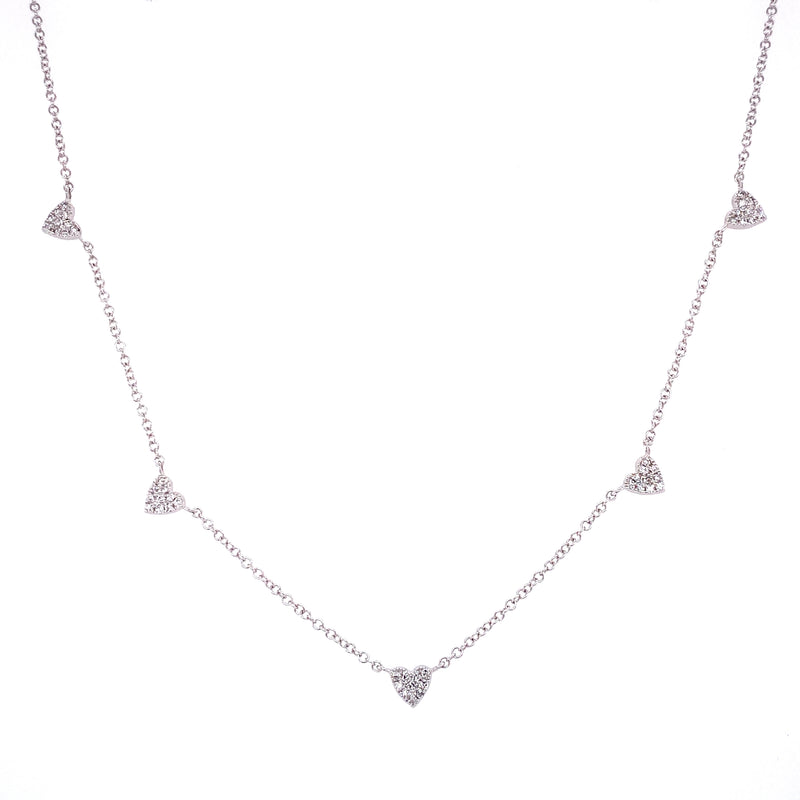 14K Yellow Gold Multi-Mini Diamond Heart Necklace-Necklaces-majolie-White Gold-