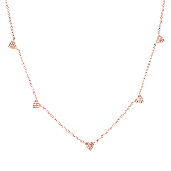 14K White Gold Multi-Mini Diamond Heart Necklace-Necklaces-majolie-Rose Gold-