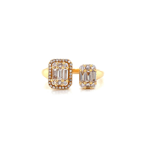14K Yellow Gold Round + Baguette Cuff Ring-Rings-majolie-