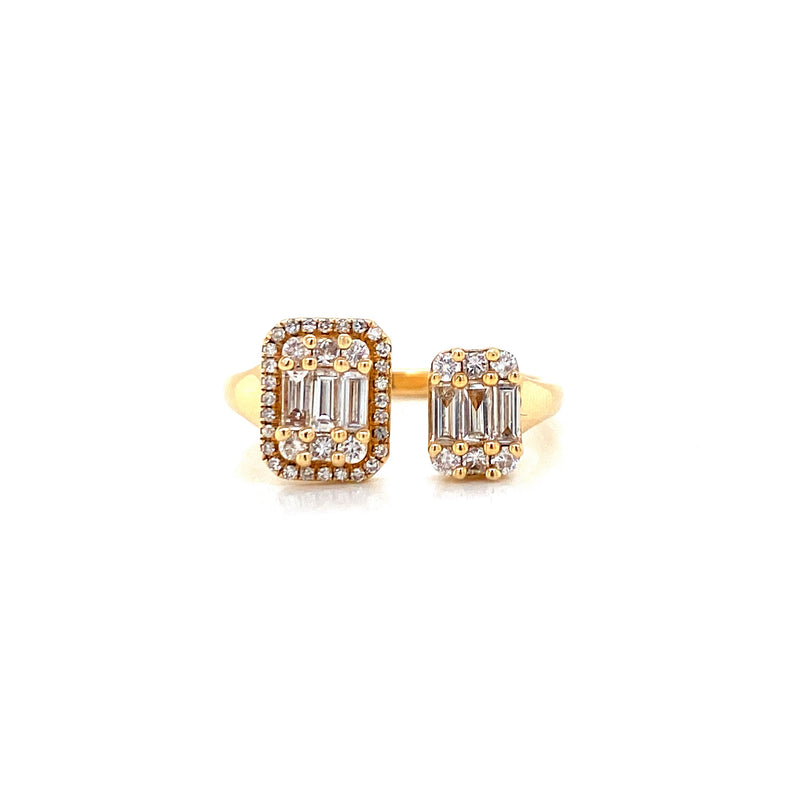 14K Yellow Gold Round + Baguette Cuff Ring-Rings-majolie-