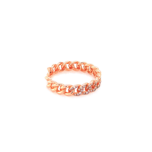 14K Rose Gold Diamond Curb Link Eternity Ring