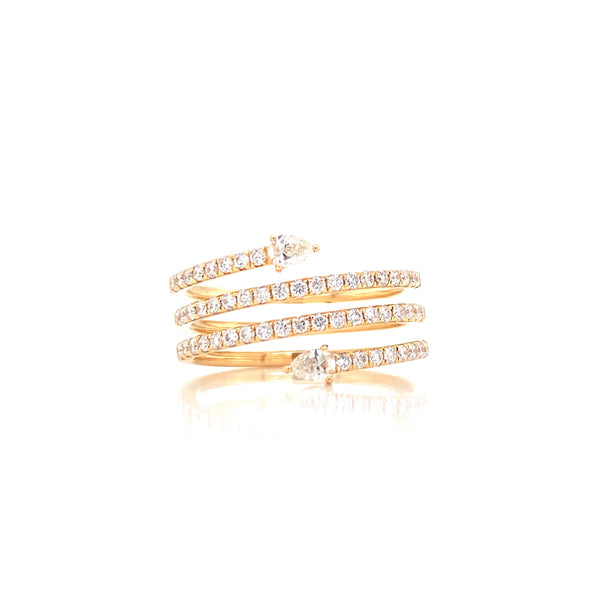 14K Yellow Gold Round + Pear Diamond Wrap Ring-Rings-majolie-YELLOW GOLD-