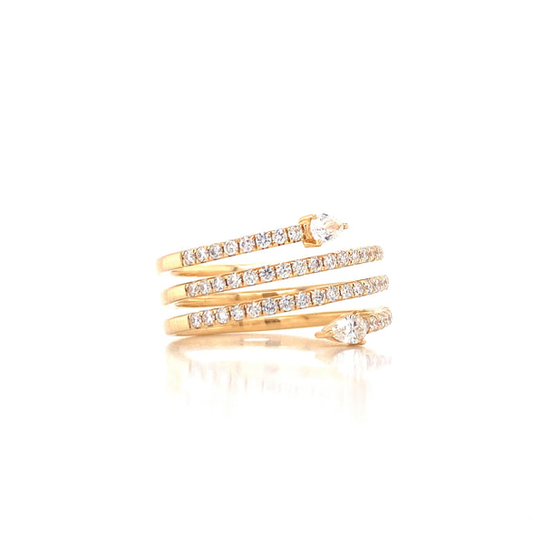 14K Yellow Gold Round + Pear Diamond Wrap Ring-Rings-majolie-